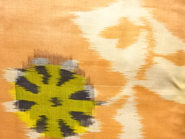 JAPANESE KIMONO / ANTIQUE KIMONO / SILK / MEISEN / WOVEN JIGAMI PATTERN